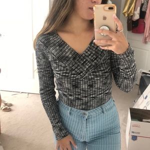 Black and white cotton sweater tunic